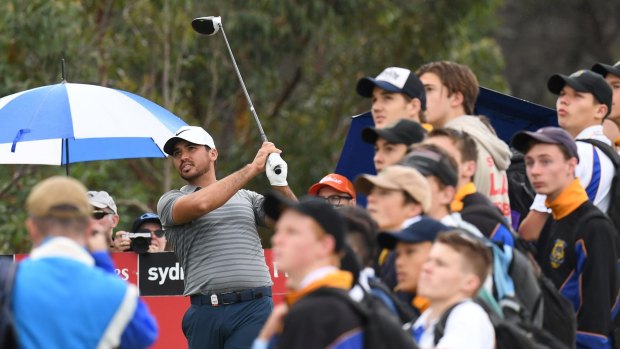 Australia Day: A big crowd gathers to watch Jason Day in the pro-am on Wednesday.