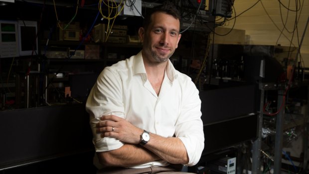 Professor Michael Biercuk in his lab at CSIRO in Sydney.