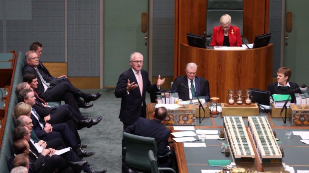 Malcolm Turnbull speaks during a condolence motion for former prime minister Gough Whitlam.