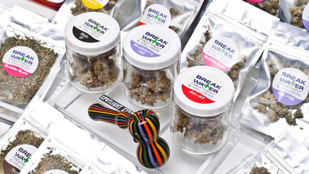 Packaged marijuana ready for sale at Breakwater Treatment and Wellness Center in Cranbury, New Jersey.