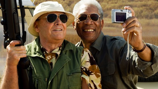 Jack Nicholson (L) and Morgan Freeman in The Bucket List, the movie where the popular term originated.