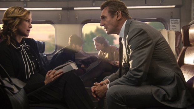 All aboard for more action: Liam Neeson and Vera Farmiga in <i>The Commuter</I>.