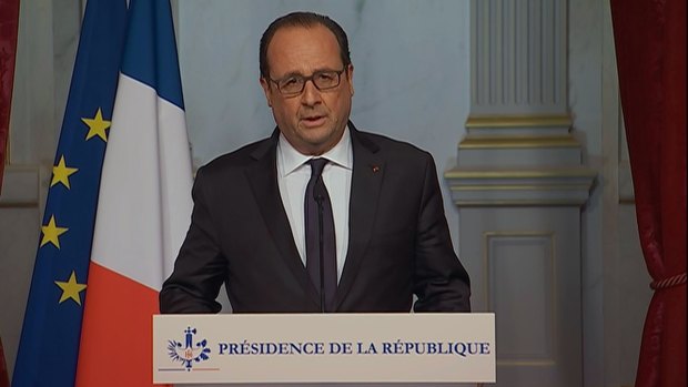 French President, Francois Hollande makes an emergency broadcast after the Paris attacks.