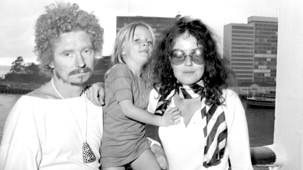 Brett Whiteley and Wendy Whiteley with their daughter Arkie in Sydney in 1969. Ms Whiteley told the Victorian Supreme Court on Friday that 'the '60s were a particularly exciting time'.