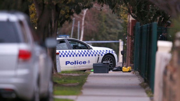 The scene in Moonee Ponds where a police officer was shot in the head last year.