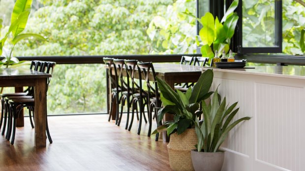 The airy dining room at Eden Health Retreat.