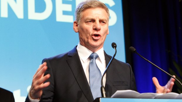 Close to victory: New Zealand's Prime Minister Bill English celebrates winning the at least 58 seats at the country's election -- just shy of the 61 needed to form government.