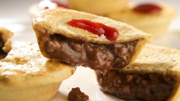 Footy fare: Four 'N Twenty meat pies.