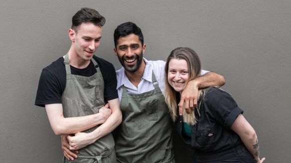 Head chef Neville Dsouza with Oliver Hammond and Sabrina Sebastiani.