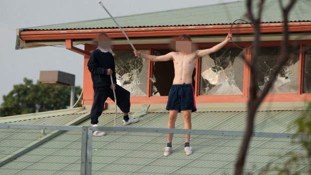 Rioting teens on the roof of Parkville youth detention centre. 