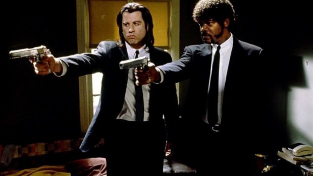 John Travolta and Samuel L. Jackson in <i>Pulp Fiction</i>. 