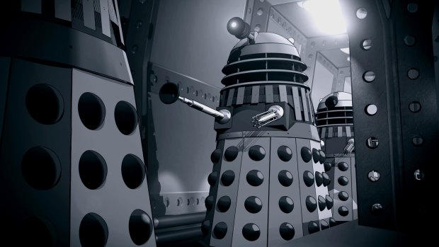 Exterminate: A scene from the animation of The Power of the Daleks.