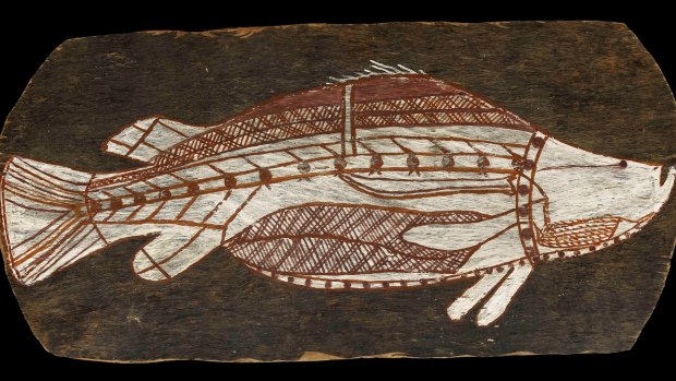 A bark painting of a barramundi from Arnhem Land, circa 1961, is one piece to be lent to the National Museum of Australia from the British Museum for its <i>Encounters</i> exhibition in November.