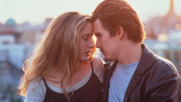 Julie Delpy and Ethan Hawke in Before Sunrise.