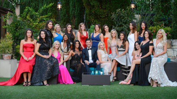 Previous Bachelor Sam Wood with the full cast of Bachelorettes.