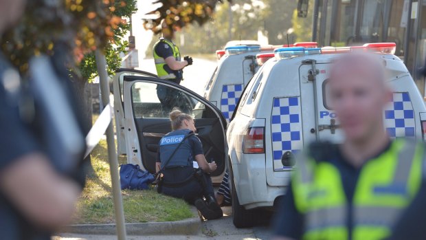 Police at a house in East Bentleigh where a man was shot on October 30. 