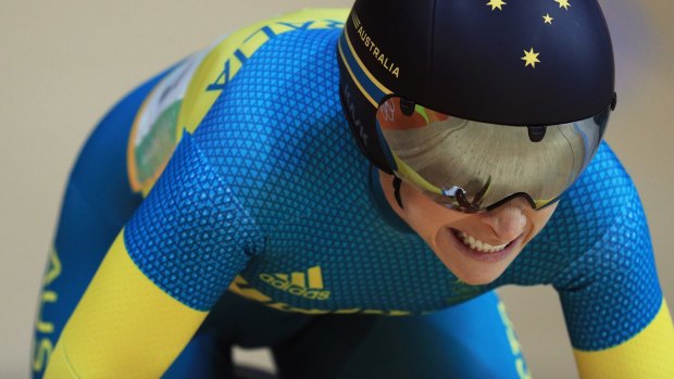 Annette Edmondson of Australia competes during the Women's Omnium.