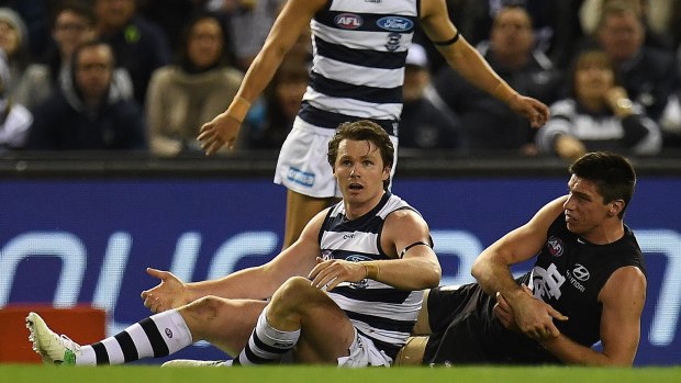 Patrick Dangerfield was suspended for a tackle on Matthew Kreuzer.