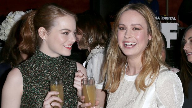 Emma Stone (L) and Brie Larson, Larson was full of praise for Stone in her profile of the actress. 