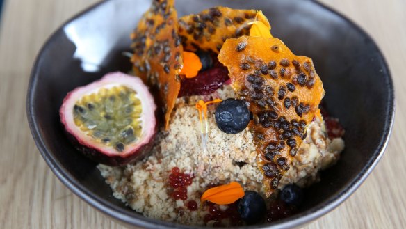 Multigrain: the bircher includes oats, spelt, rye, and millet and chia.