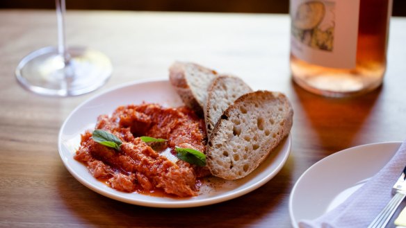 Pappala, a mash-up between Tuscany's tomato-and-bread pappa al pomodoro and the Veneto's baccala mantecato.