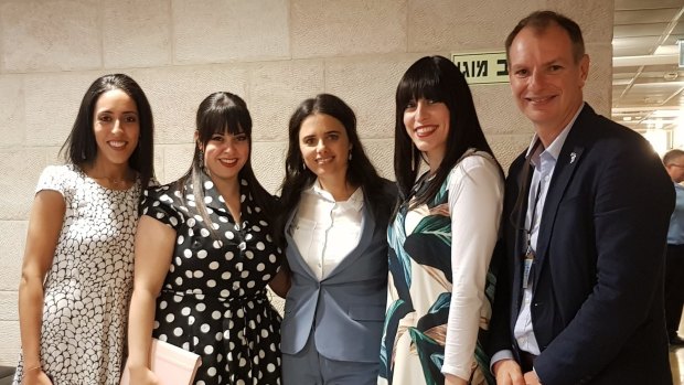 From left: Elly Sapper, Dassi Erlich, Israeli Justice Minister Ayelet Shaked, Nicole Meyer and Victorian MP David Southwick during their visit to Jerusalem. 