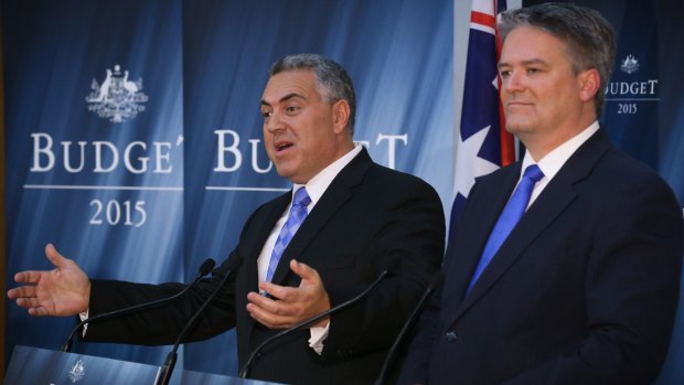 Treasurer Joe Hockey and Finance Minister Mathias Cormann during the budget lock-up.