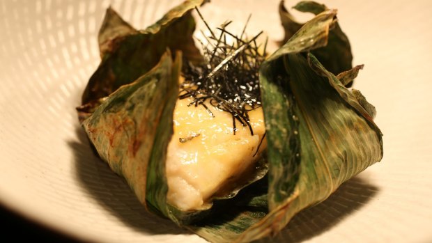 Glacier 51 toothfish baked in banana leaves with miso butter. 
