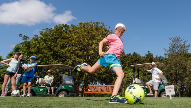 Hamish Smith plays FootGolf at Northbridge Golf Club. 