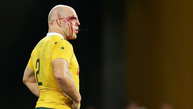 Bloodied but not bowed: Wallabies captain Stephen Moore.