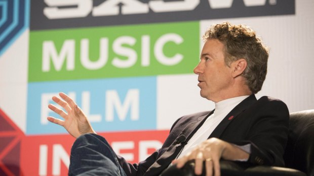 Senator Rand Paul speaks during a session at the South by Southwest (SXSW) interactive, film and music conference in Austin, Texas.
