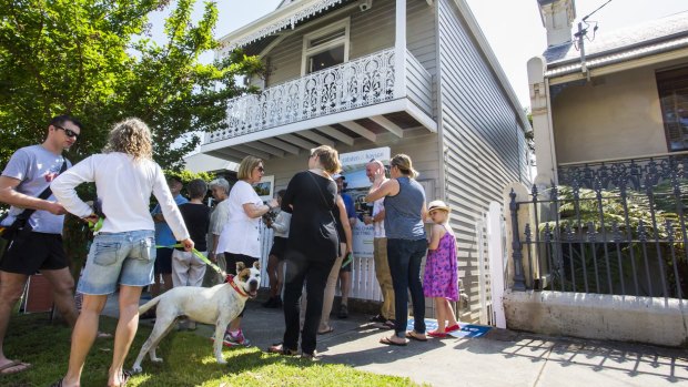 A property auction in Birchgrove on Saturday. The 2012 slump affected inner-ring suburbs most.