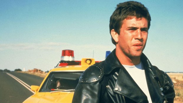 Mel Gibson on the road in Mad Max.