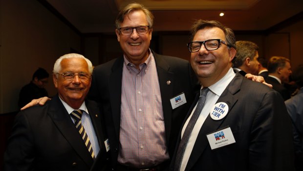 Dr Michael Warczak, Niels Marquardt and Michael Photios at the US presidential election watch event at the InterContinental Sydney.