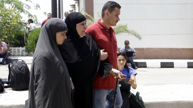 Relatives of passengers on an EgyptAir flight  at Cairo airport.