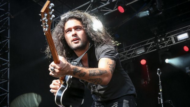 Gang of Youths lead singer David Le-aupepe rocks out at St Jerome's Laneway Festival.