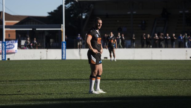 On the outer: Wests Tigers hooker Robbie Farah playing NSW Cup against the Newtown Jets on Saturday.