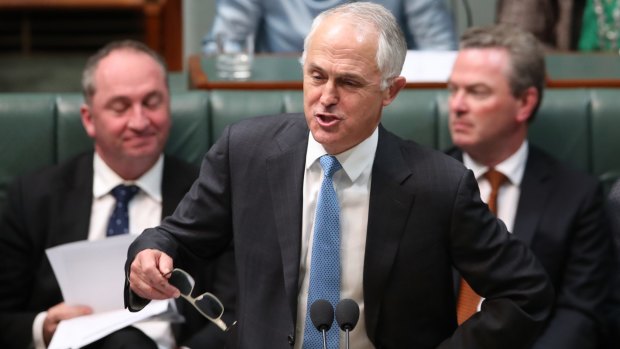 Prime Minister Malcolm Turnbull during question time at Parliament House. 