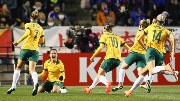 Dream start: The Matildas started the Olympic qualifying tournament with a stirring win over Japan.