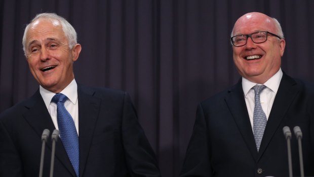 Prime Minister Malcolm Turnbull and Attorney-General Senator George Brandis in Parliament House on Tuesday.