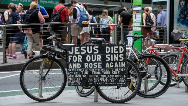 One of the Jesus bikes in Collins Street.