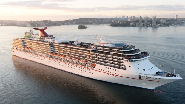 The latest ship to call Australia home, Carnival Cruise Lines 88,500 tonne superliner Carnival Legend makes its way through Sydney Harbour.