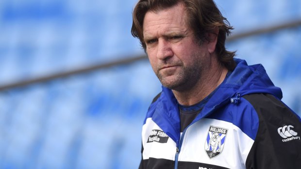 Under pressure: Des Hasler will be in the Bulldogs boardroom on Tuesday.
