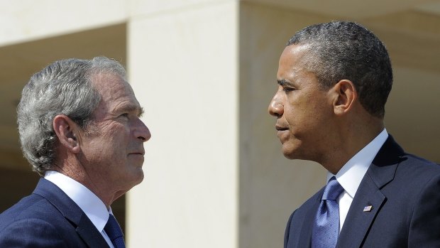 Who do you prefer? US President Barack Obama (right) and former president George W. Bush.