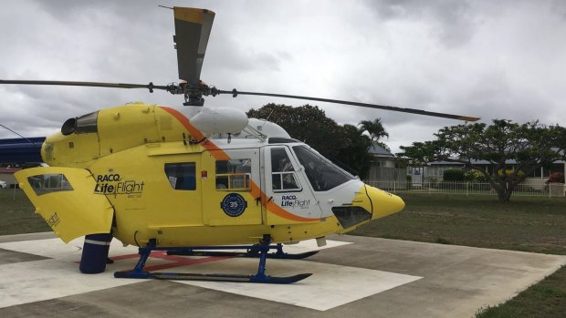 The LifeFlight rescue helicopter took the boy from Gympie to Brisbane.
