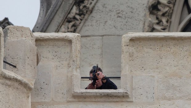 A French sniper in Paris in 2015. 