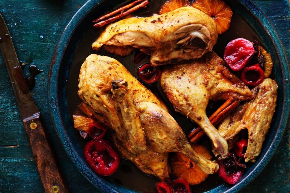 Aussie-Chinese: Deep-fried duck with quandong, Davidson's plum and orange sauce.