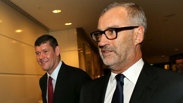 James Packer, left, with departed Crown Resorts chairman Rob Rankin.