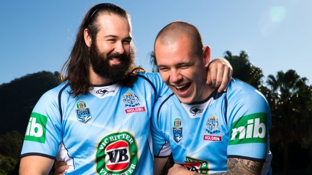 Close bond: Aaron Woods and David Klemmer during the 2016 Origin series.