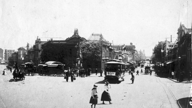 The corner of Queen and Eagle streets, circa 1888.
